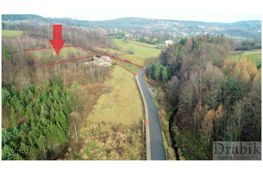 suski, Zembrzyce, Marcówka, Centrum, Atrakcyjna działka rolno-budowlana 85ar